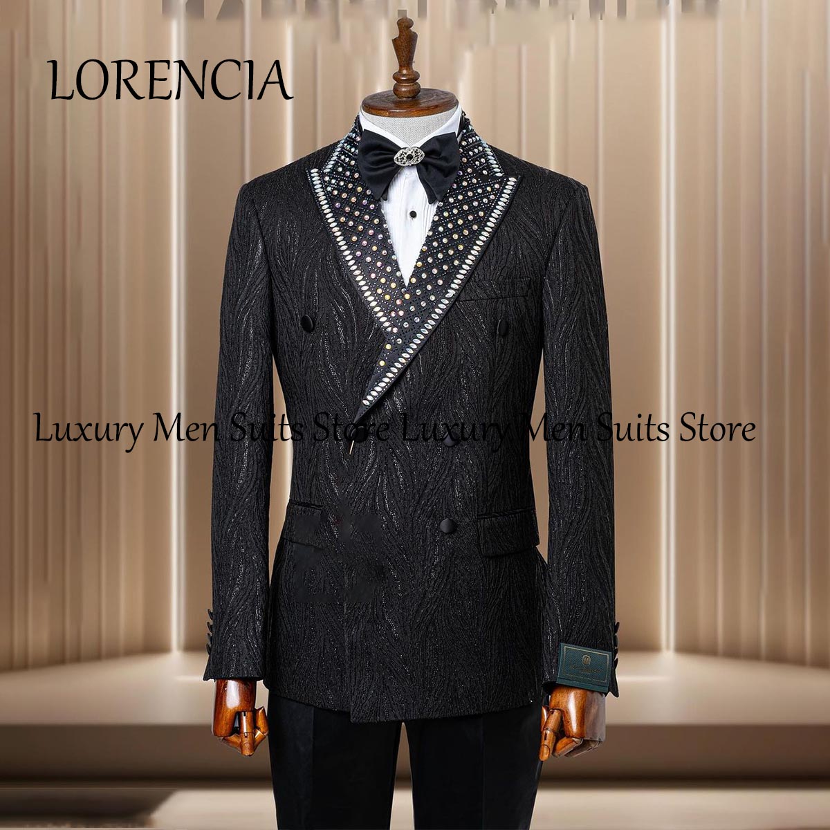 Men Grooming Outfit - Luksusowe smokingi męskie z kryształkami i