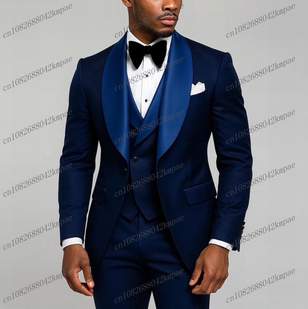 Men Grooming Outfit - Nowy Granatowy Garnitur Męski Formalny Drużba